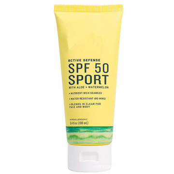 Crème solaire de sport SPF 50 à la pastèque végétalienne personnalisée d&#39;OEM